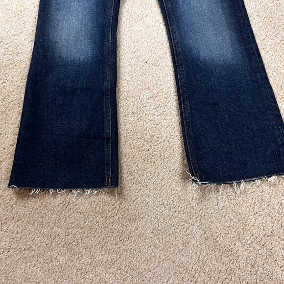 J. CREW 9" Billie Demi Boot Crop Jeans 23 Raw Frayed Hem Dark Button Fly NWT - Picture 2 of 7